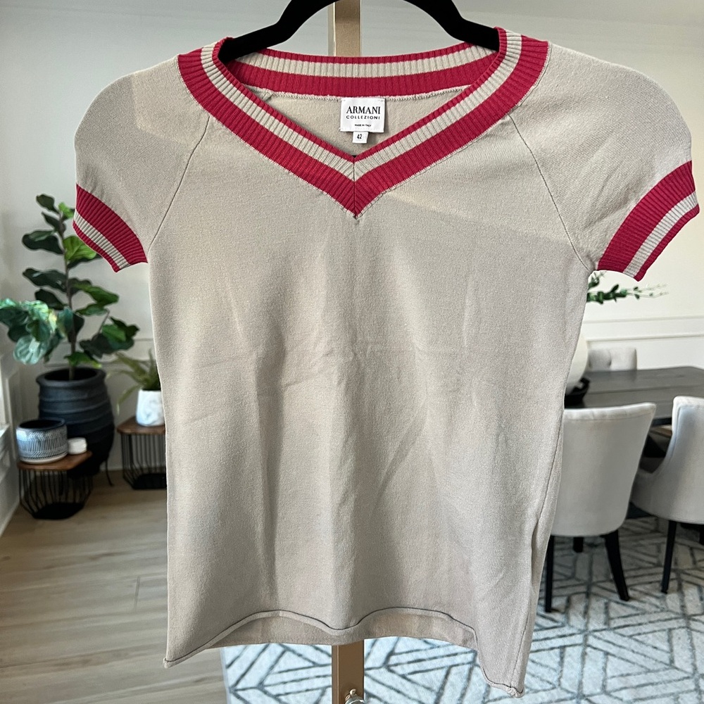 Armani Collezioni Vintage Short-Sleeve Knit Top